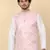 Men peach sequins silk jacquard nehru jacket