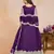 Purple embroidered net semi stitched anarkali suit