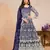 Navy blue embroidered net semi stitched anarkali suit