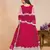 Magenta embroidered net semi stitched anarkali suit
