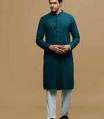 Men's designer solid firozi chikankari kurta set by sanwara