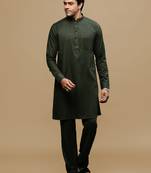 Men's stylish olive pathani kurta set by sanwara