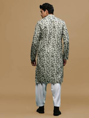 Men's stylish deep beige trendy printed cotton kurta & patiala salwar set by sanwara 3