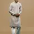 Sanwara men's printed pink & blue chikankari kurta & salwar set with sequin accents.