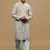 Sanwara men's printed red & blue chikankari kurta & salwar set with sequin accents.