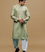 Sanwara men's classic green ethnic printed kurta & patiala salwar set for every occasion