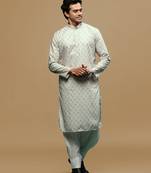 Sanwara men's classic beige ethnic printed kurta & patiala salwar set for every occasion