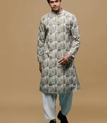 Sanwara men's classic green ethnic printed kurta & patiala salwar set for every occasion