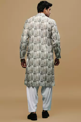 Sanwara men's classic green ethnic printed kurta & patiala salwar set for every occasion
