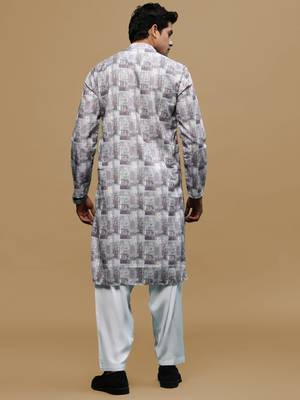 Sanwara men's classic mauve ethnic printed kurta & patiala salwar set for every occasion 3
