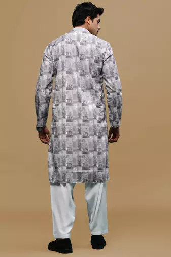 Sanwara men's classic mauve ethnic printed kurta & patiala salwar set for every occasion