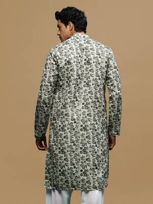 Men's stylish deep beige trendy printed cotton kurta by sanwara 4