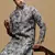 Men's stylish grey trendy printed cotton kurta by sanwara