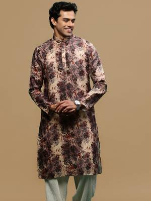 Men's stylish rust trendy printed cotton kurta by sanwara 2