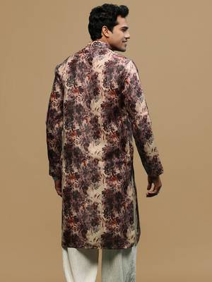 Men's stylish rust trendy printed cotton kurta by sanwara 4