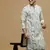 Sanwara men's printed blue & beige chikankari kurta with alluring sequin accents