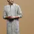 Sanwara men's printed grey & black chikankari kurta with alluring sequin accents.