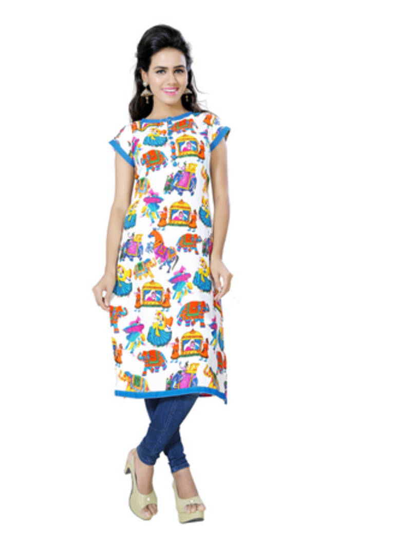 Multi Printed Cotton Cape Sleeve Kurti