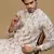 men's printed red & blue chikankari kurta