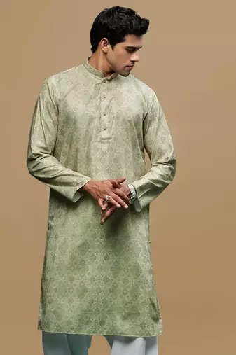 Sanwara men's classic green ethnic printed kurta for every occasion