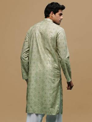 Sanwara men's classic green ethnic printed kurta for every occasion 4
