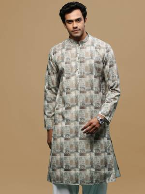 Sanwara men's classic green ethnic printed kurta for every occasion 2