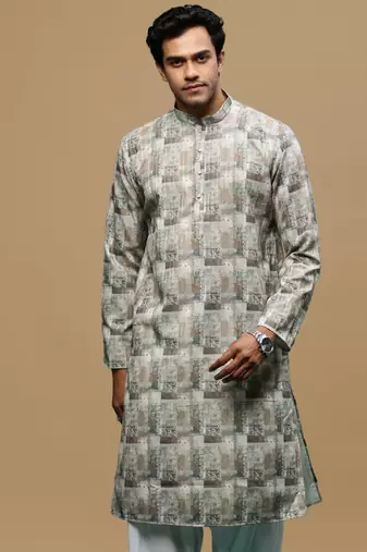 Sanwara men's classic green ethnic printed kurta for every occasion