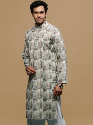 Sanwara men's classic green ethnic printed kurta for every occasion 3