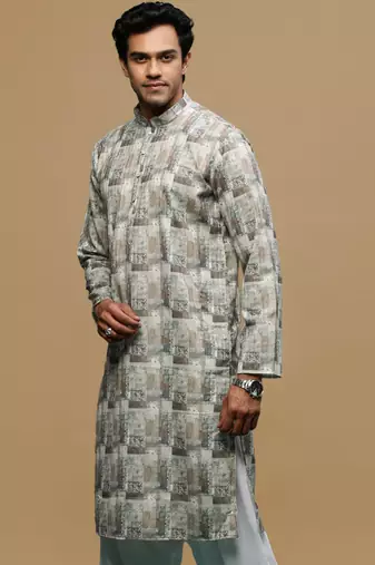 Sanwara men's classic green ethnic printed kurta for every occasion