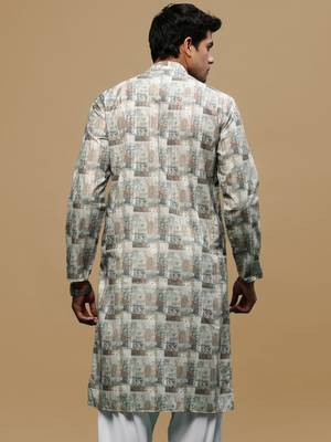 Sanwara men's classic green ethnic printed kurta for every occasion 4