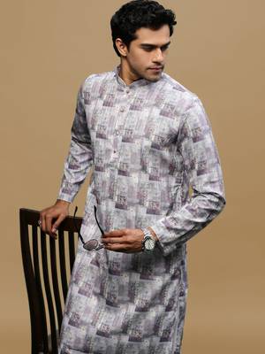 Sanwara men's classic mauve ethnic printed kurta for every occasion 1