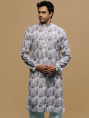 Sanwara men's classic mauve ethnic printed kurta for every occasion 2
