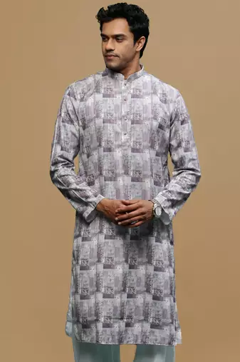 Sanwara men's classic mauve ethnic printed kurta for every occasion