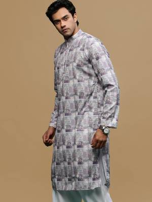 Sanwara men's classic mauve ethnic printed kurta for every occasion 3