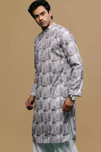 Sanwara men's classic mauve ethnic printed kurta for every occasion