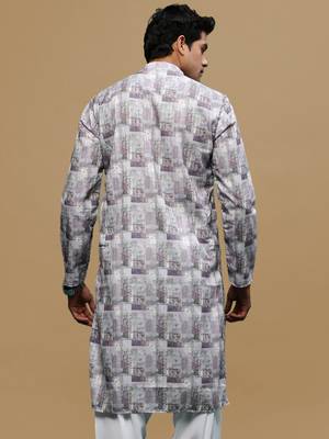 Sanwara men's classic mauve ethnic printed kurta for every occasion 4