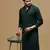 men's designer solid deep green chikankari kurta