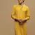 men's designer solid mustard chikankari kurta