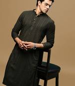 men's designer solid olive chikankari kurta