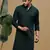 men's designer solid deep green chikankari kurta