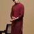 men's designer solid maroon chikankari kurta