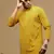 men's designer solid mustard chikankari kurta