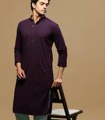 men's designer solid purple chikankari kurta