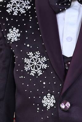 Boys 5-piece satin beadwork coat pant suit set - wine 6