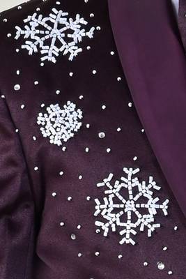 Boys 5-piece satin beadwork coat pant suit set - maroon 6