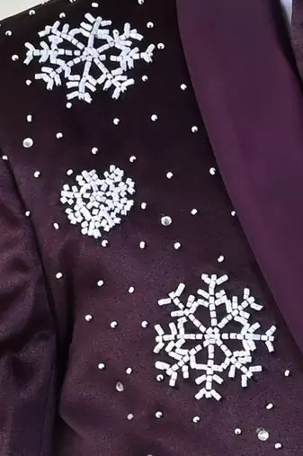 Boys 5-piece satin beadwork coat pant suit set - maroon