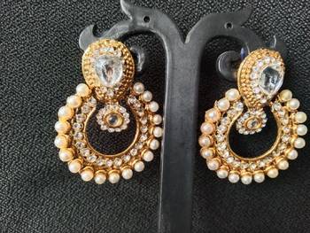 Designer Kundan Earings with Traditional Pearls Kadas  4