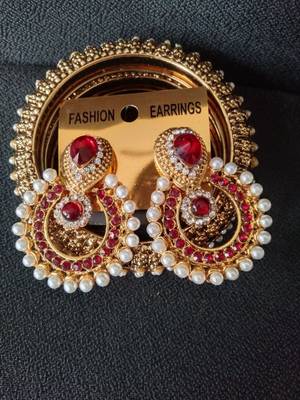Designer Maroon colour  Earings with Traditional Kadas 2