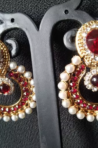 Designer Maroon colour  Earings with Traditional Kadas