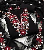 Zeepkart black georgette embroidered unstitched dressmaterials 3 pair top bottom dupptaa